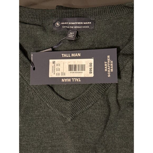 Hart Schaffner Marx 2XLT Extra Fine Merino Wool Pullover V-Neck Sweater Spruce - Picture 3 of 3